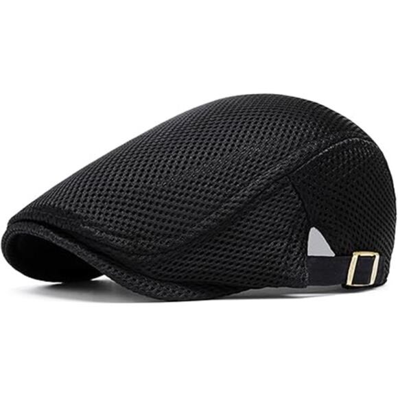 Mens Breathable Mesh Summer Hat Adjustable Flat Cap Newsboy Beret Ivy Cap - Picture 8 of 8